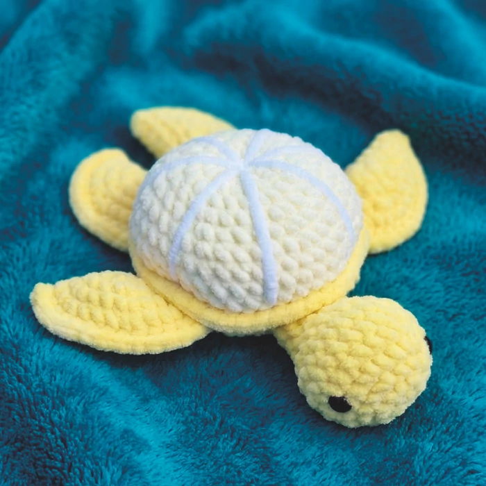 Horgolt plüss teknős - citrom