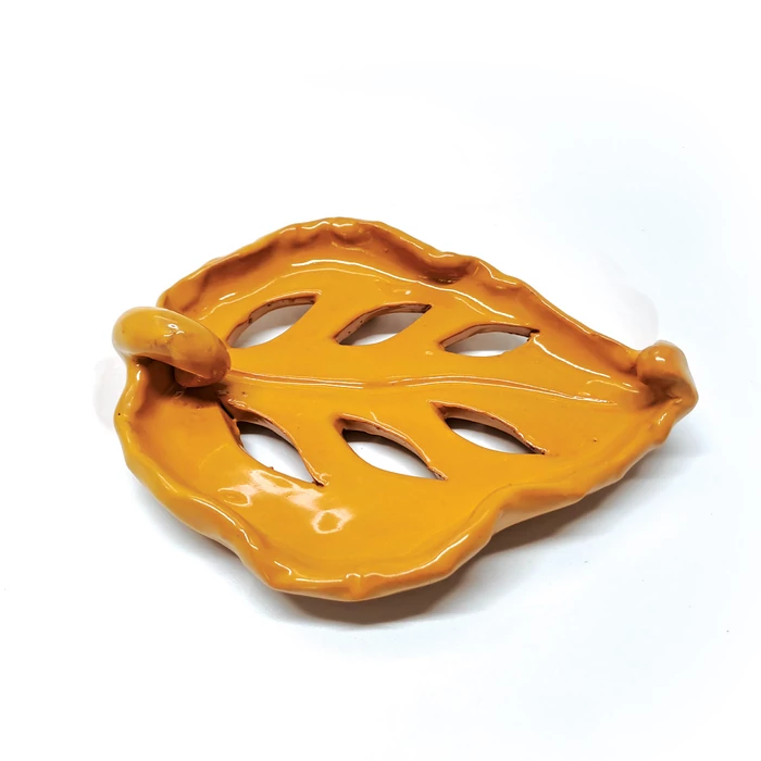 Sárga levél kerámia szappantartó